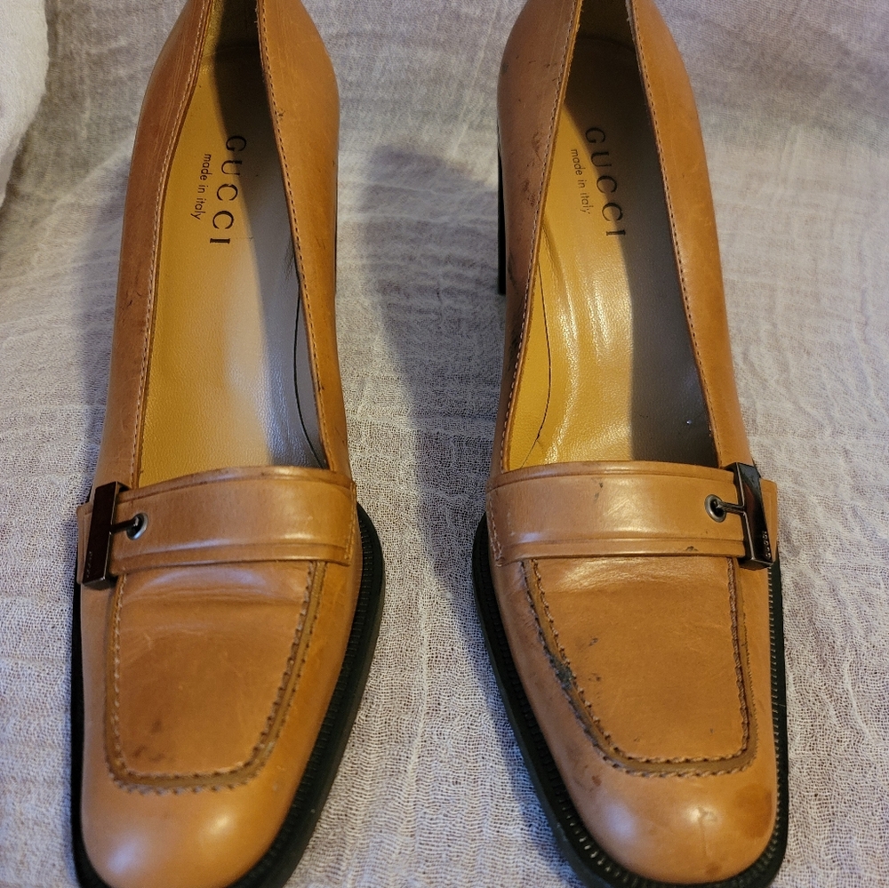Tan Gucci Leather 8.5 Scarpa Sportiva Pell used